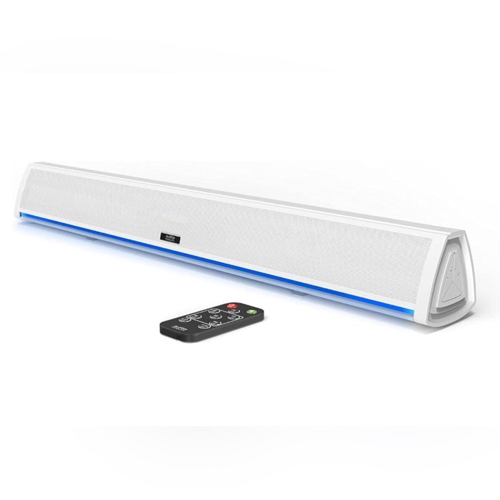 White and Blue Portable Soundbar with Remote
